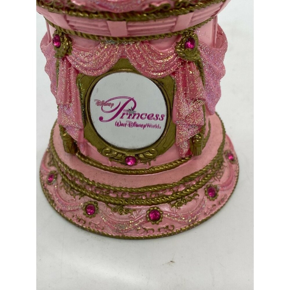 Disney Princess Belle Cinderella Sleeping Beauty Pink Castle Snow Globe 7.5" - Picture 5 of 7